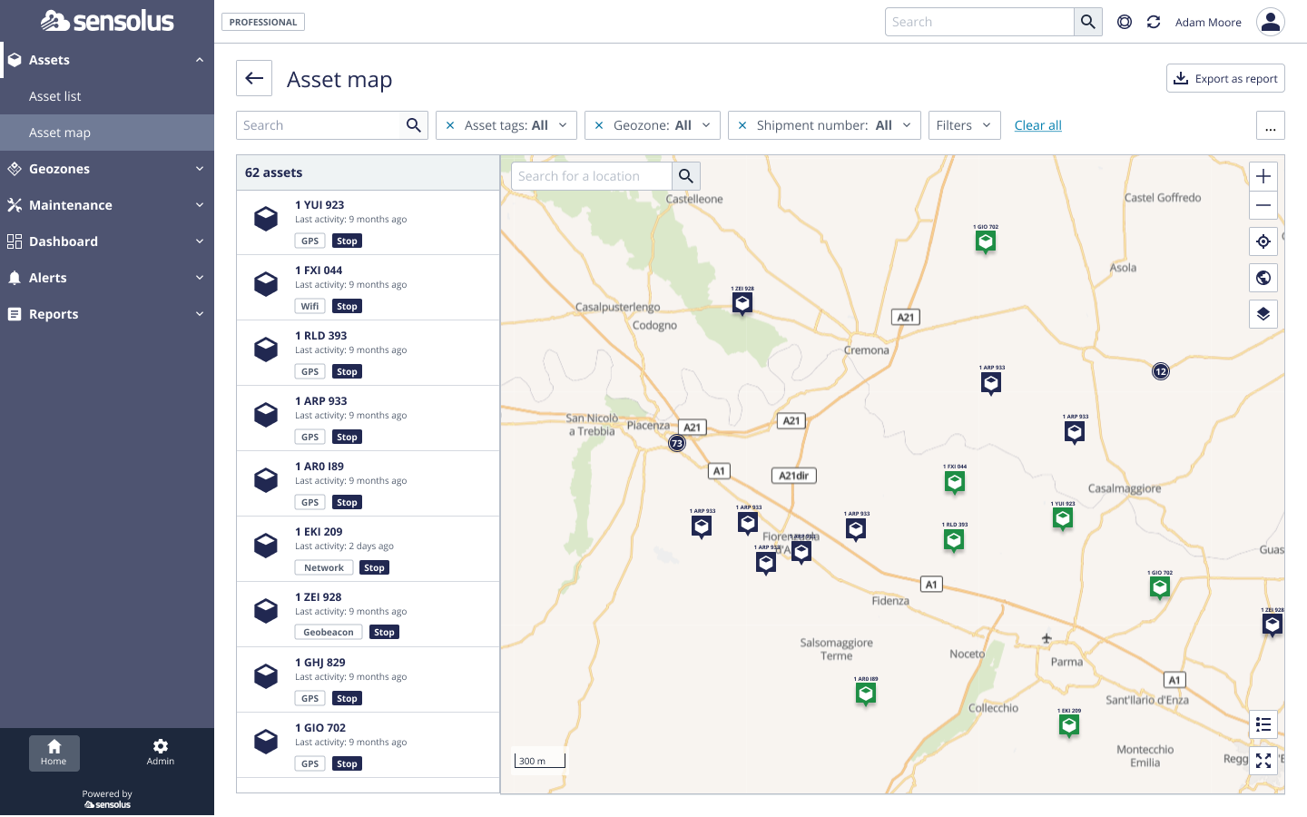 Sensolus screenshot: Asset map