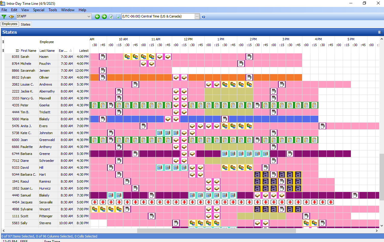 Aspect Workforce Software - Intra-day timeline