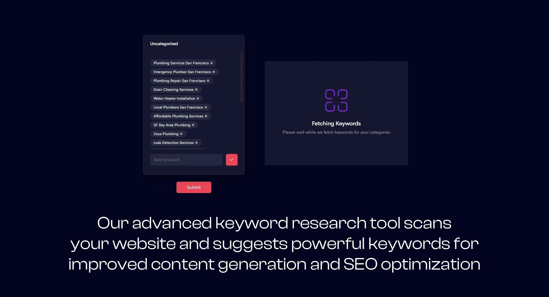 TechOctave Software - Our advanced keyword research tool scans your website and suggests powerful keywords for improved content generation and SEO optimization.