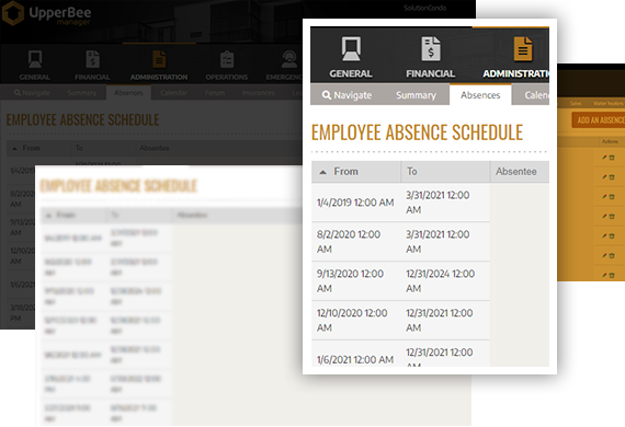 UpperBee employee absence schedule
