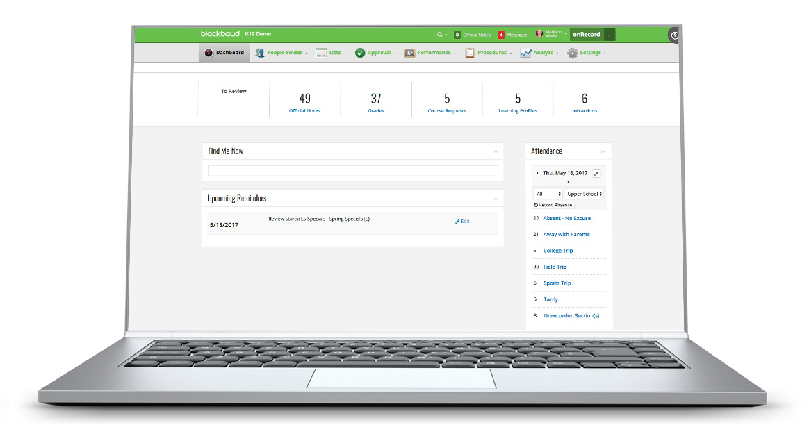 Blackbaud Student Information System screenshot