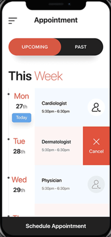 ClinicLive patient mobile app - schedule appointments