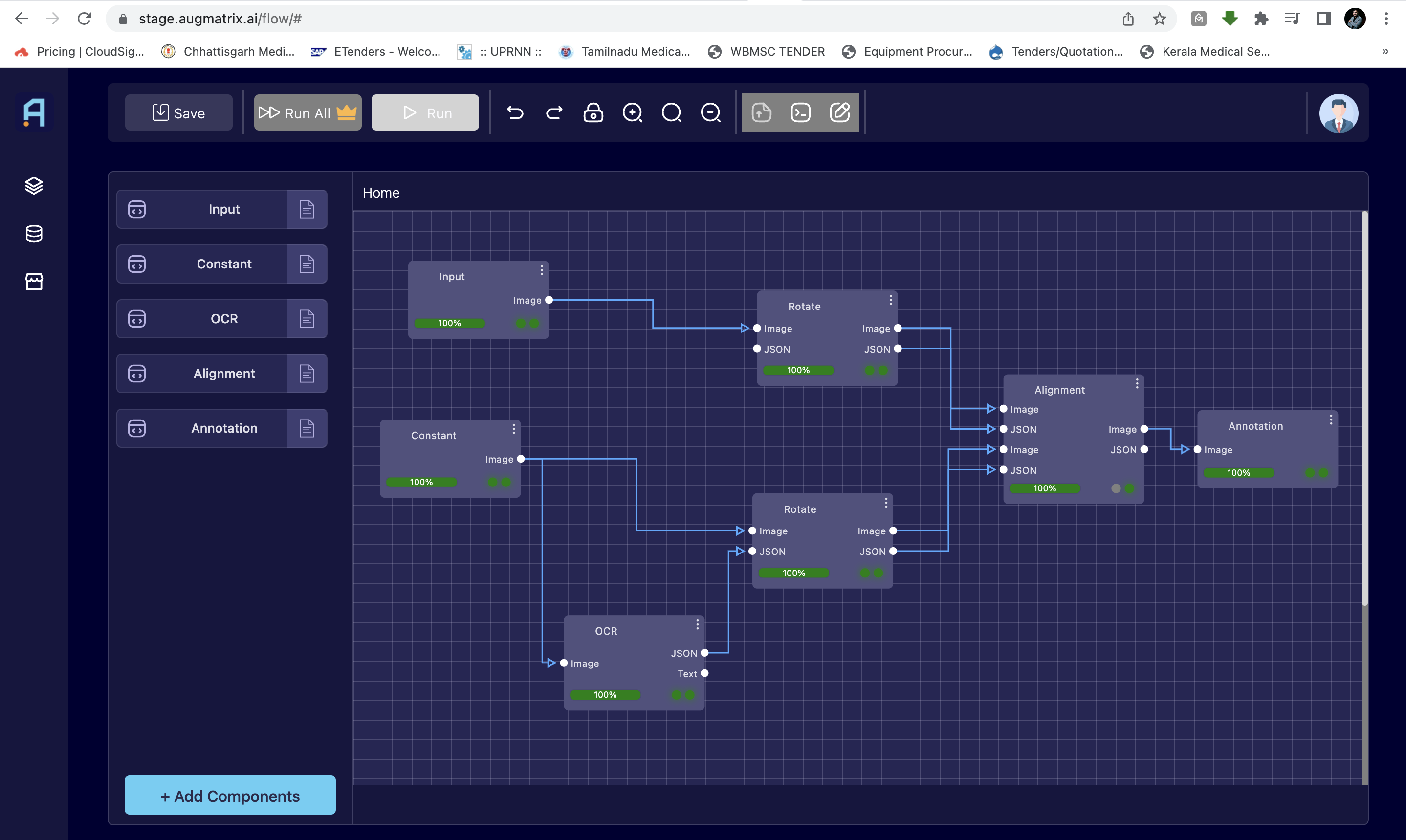 Augmatrix screenshot: Augmatrix data processing