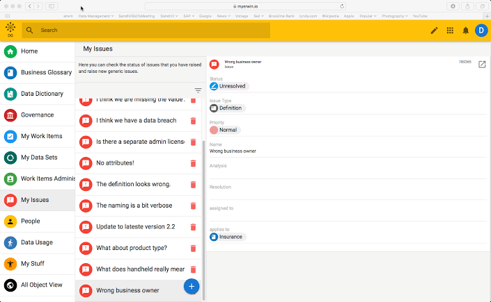 erwin Data Governance Software - erwin Data Governance issues