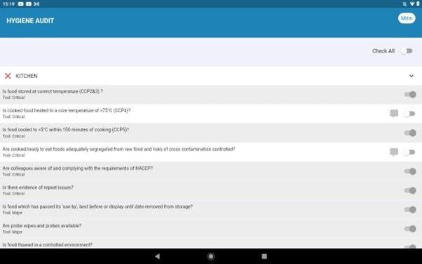 Food Guard Software - Take Photo's, Toggle to complete a task & Check Lists and Comments - Incredibly Easy to use and see