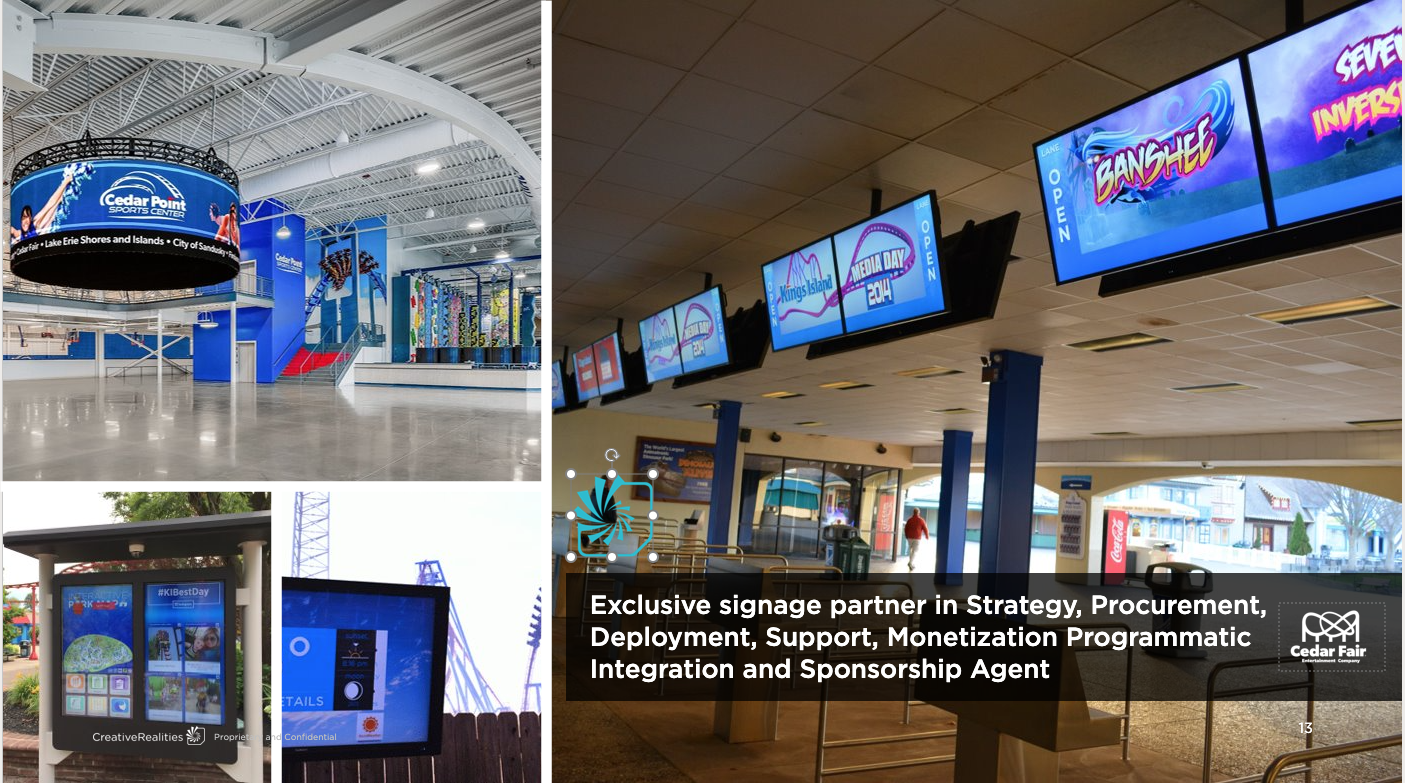 ReflectView Software - Exclusive signage partner in strategy, procurement, deployment, support, monetization programmatic integration, and sponsorship agent with Cedar Point
