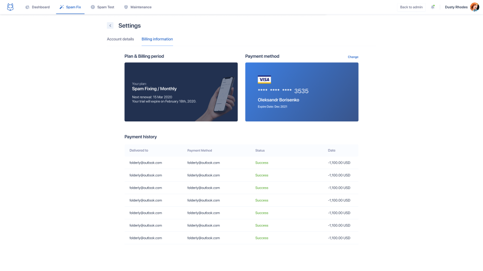 Billing Page