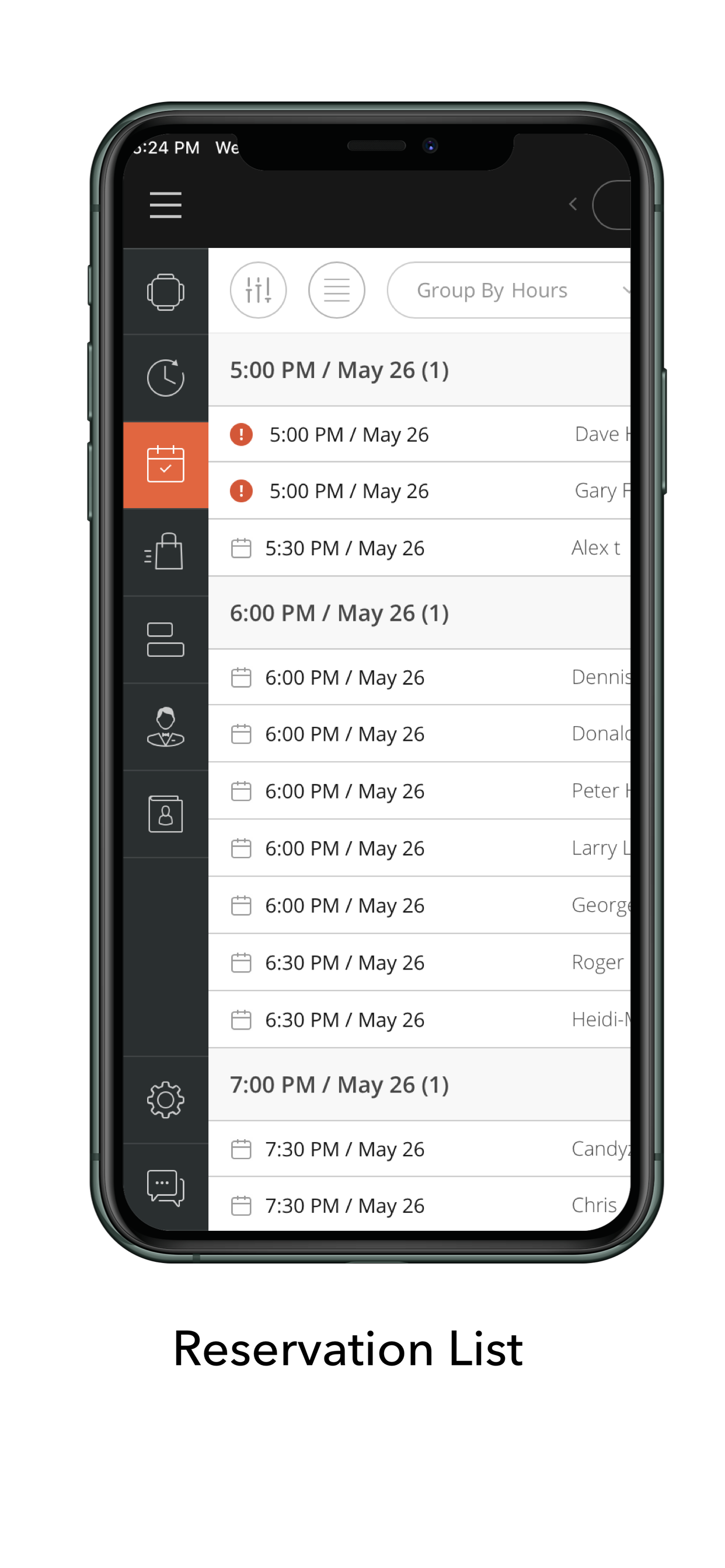 ResEasy screenshot: Manage reservation list on your smart phone.