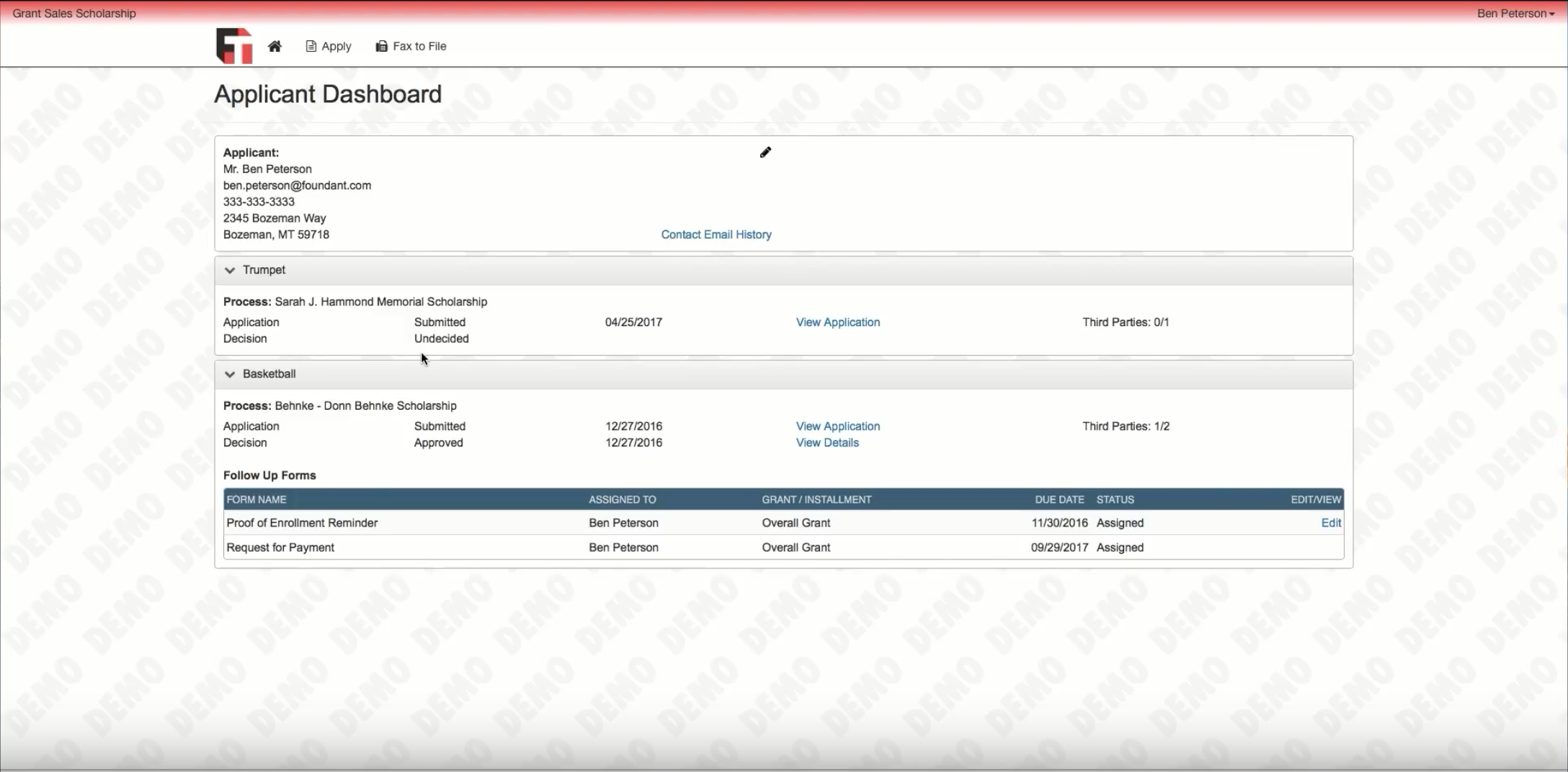 View all submitted and approved applications via the dashboard