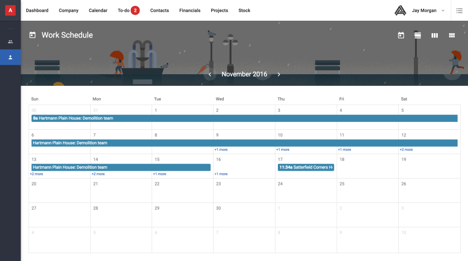 Archdesk Software - Choose to preview a project schedule as a list or as an intuitive calendar of operations instead