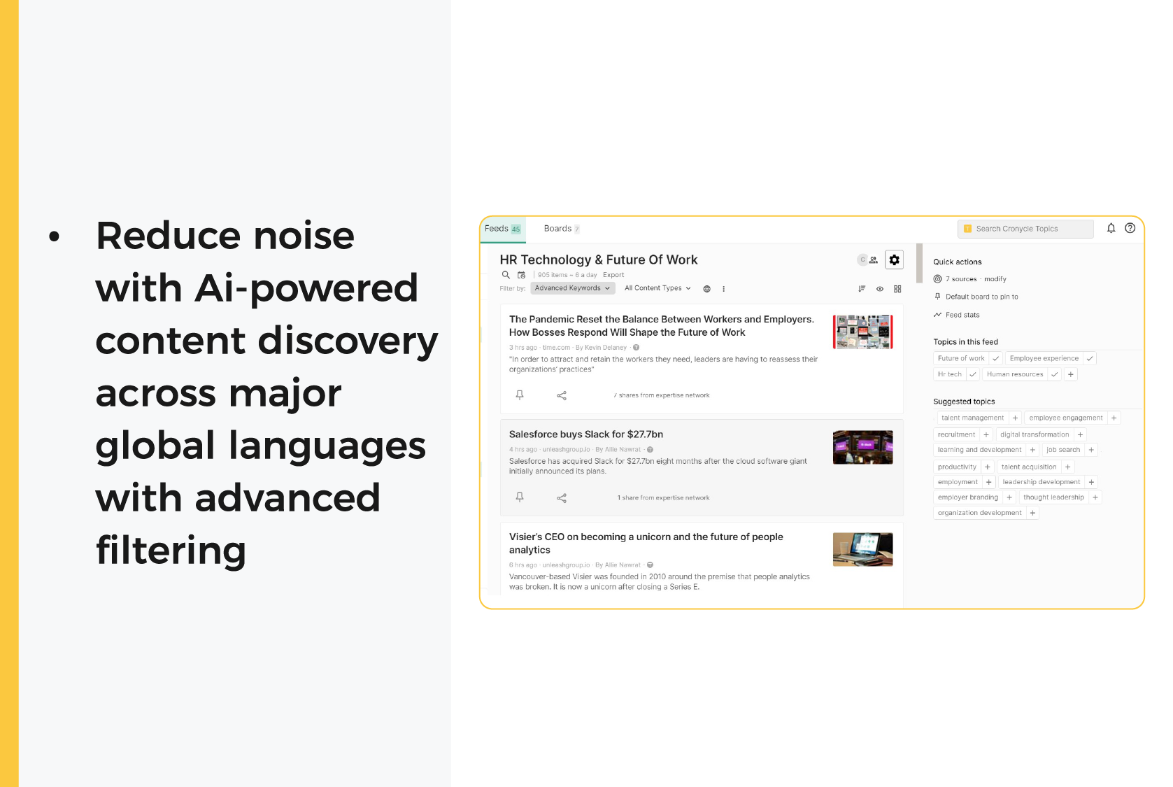 Cronycle screenshot: Eliminate blindspots and focus on what matters.