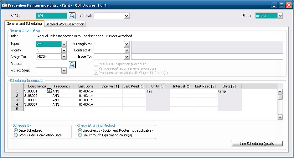 DirectLine Software - Preventive maintenance planning and scheduling module