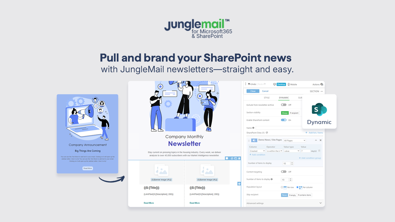 JungleMail Software - Speed up creation and keep it simple with dynamic SharePoint content.