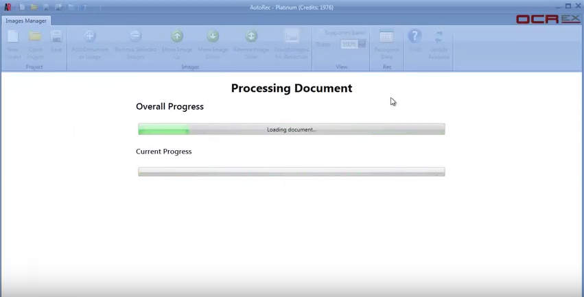 AutoRec Software - Clicking "Recognise Document" prompts AutoRec to scan the document and extract data