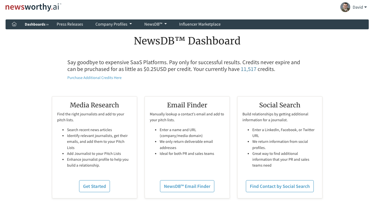 NewsDB - find media contacts, download contact info