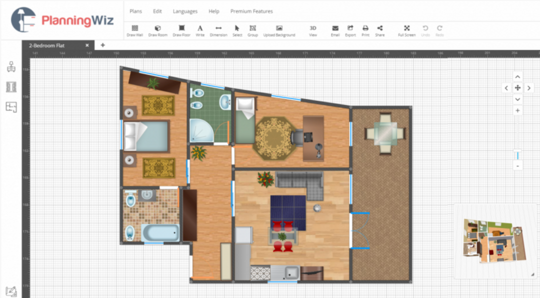 PlanningWiz Floor Planner plan in progress