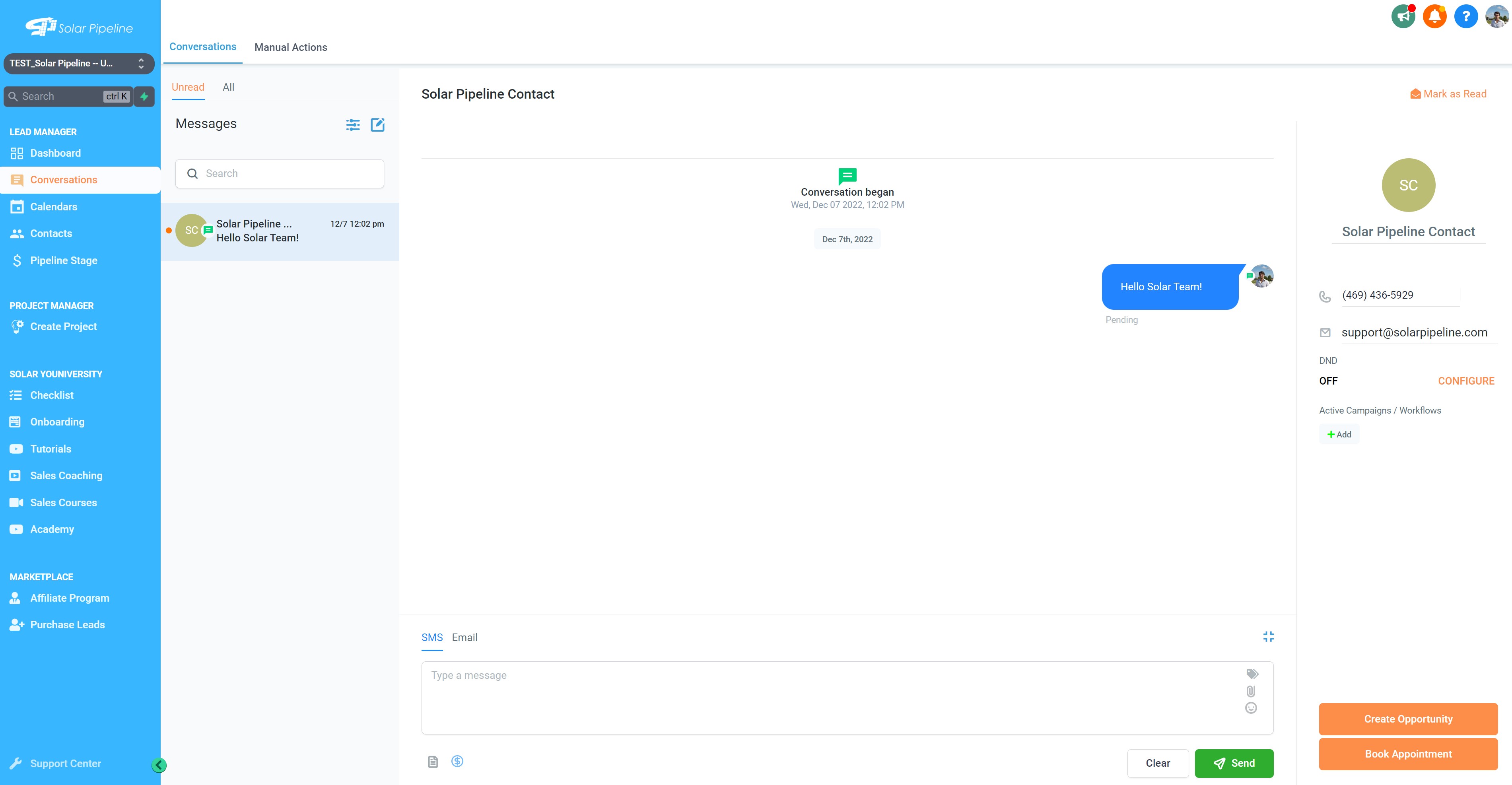 Manage all customer conversations in one place. Text, Email, call and respond to Social Media chats in just one page. Manage your team's conversations as well.