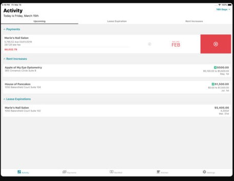 Leasecake activity screenshot