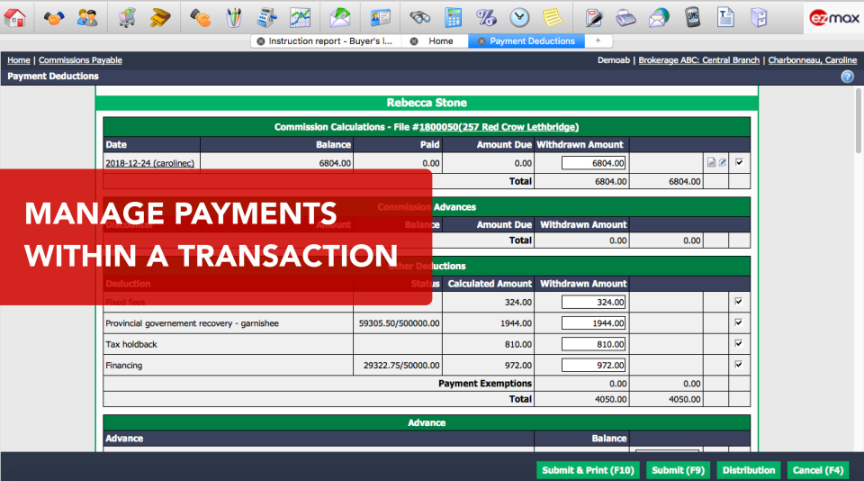 eZmax Software - Manage payments within transactions. A key benefit of eZmax is everything you need to do to manage transactions from start to finish, and collaborate with your agents, is in one system