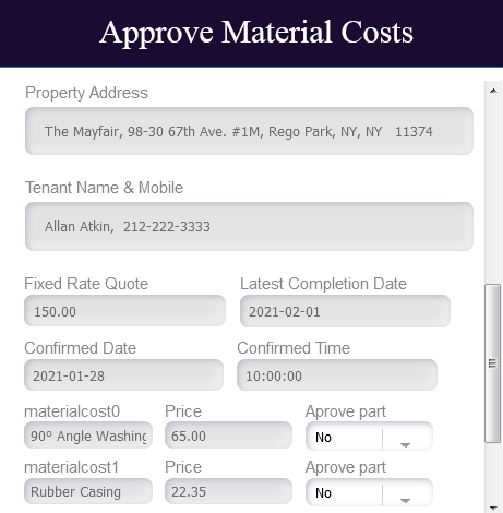Material Cost Approval: Approve all spare parts prior to ordering.  This ensures suppliers registered with low hourly rates do not charge inflated pricing for spare parts.