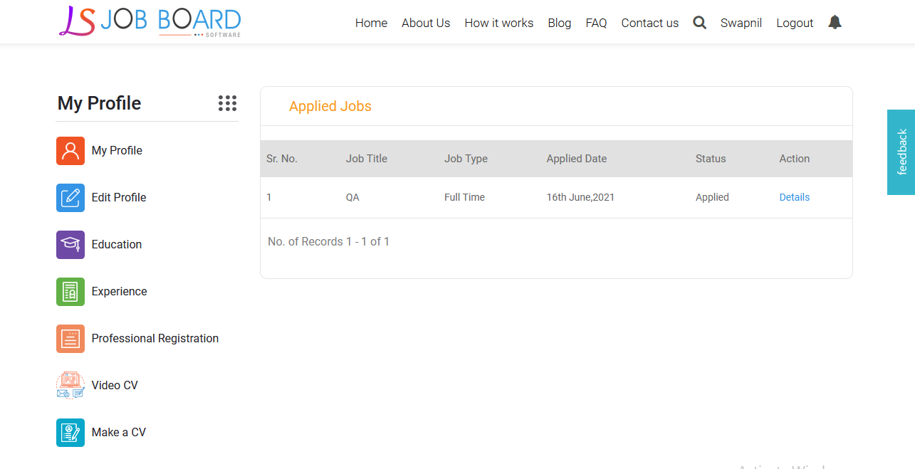 LogicSpice Job Portal PHP Script view applied jobs