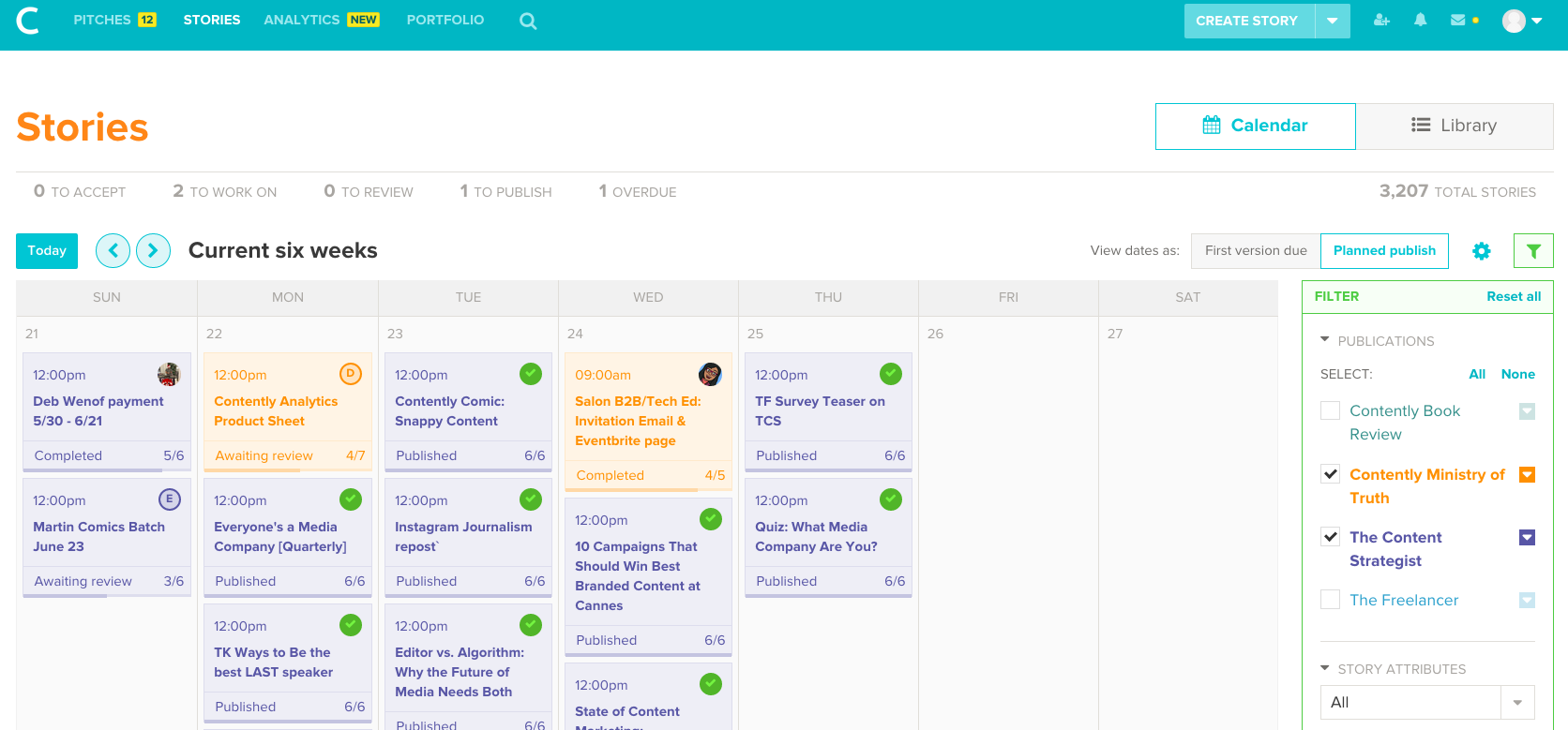 Contently Software - Access Calendar