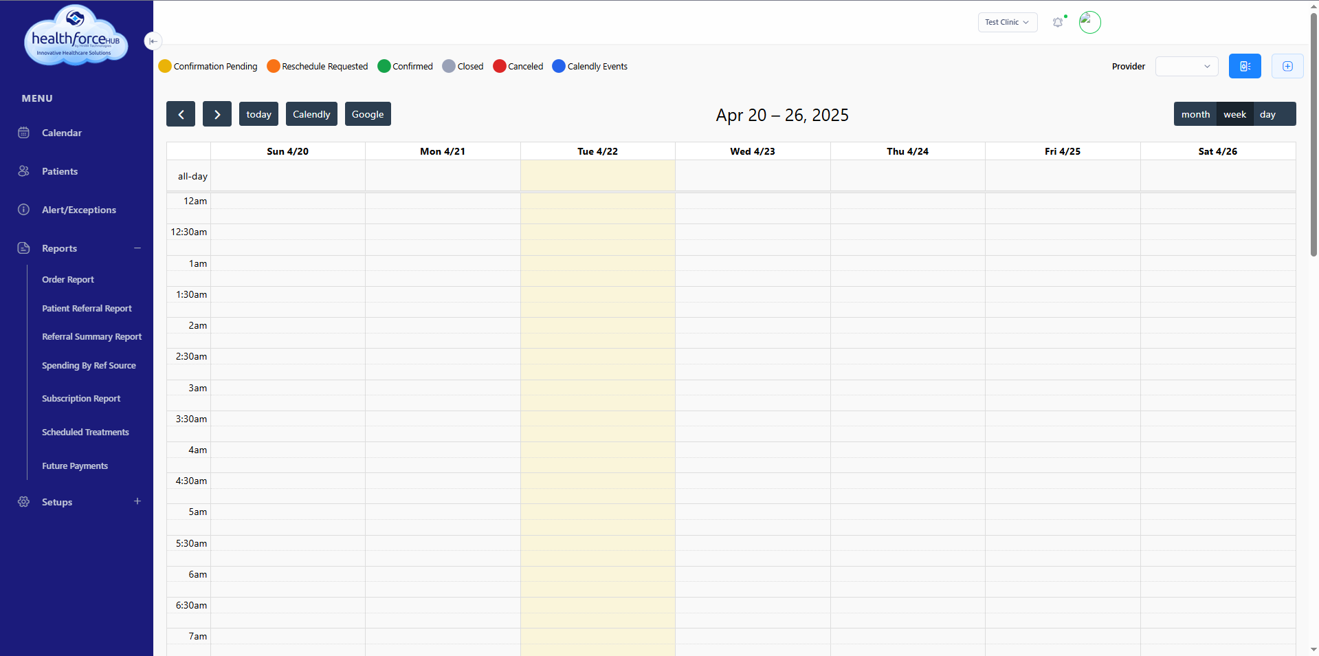 HealthForceHUB screenshot: Calendar
