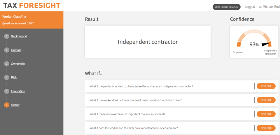 Tax Foresight scenario test screenshot