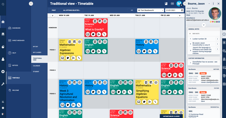 SEQTA Software - SEQTA timetable