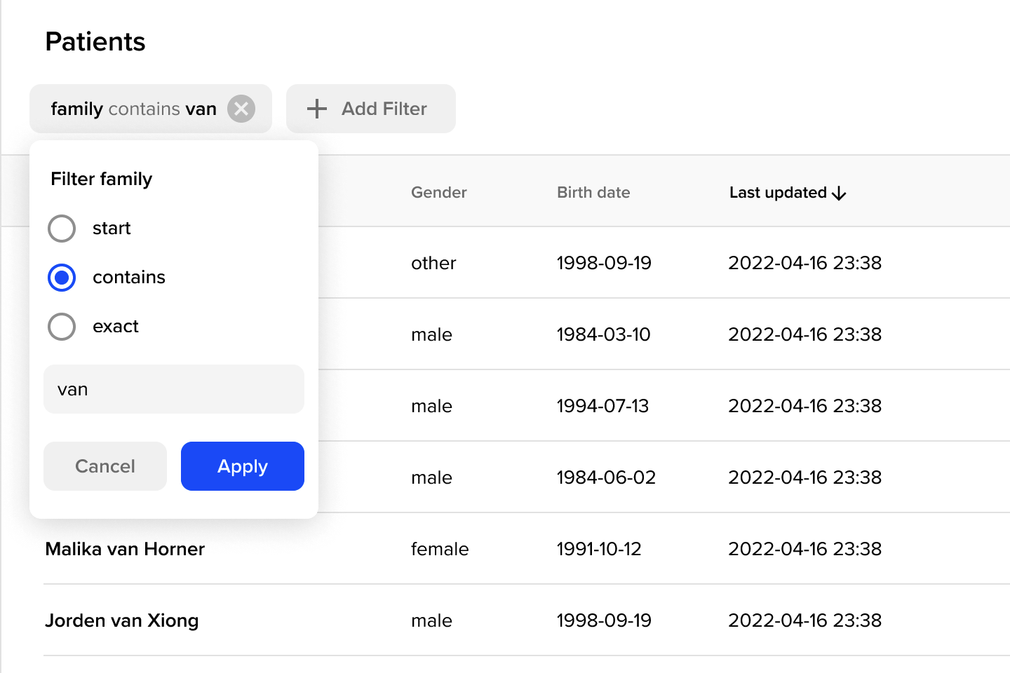MedVertical Records Filtering in List View