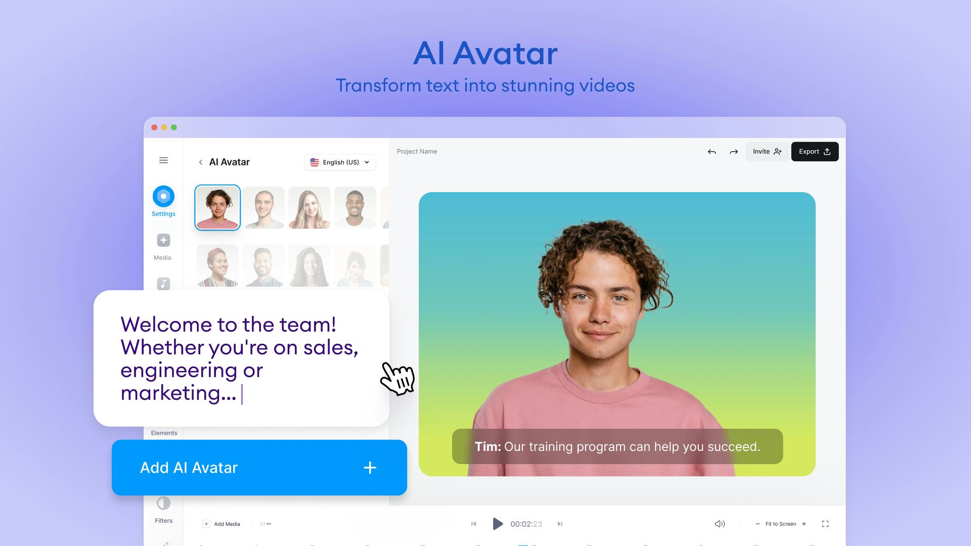 VEED Software - AI avatars- Create training videos in a breeze
