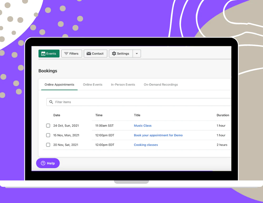 Servv screenshot: Servv event bookings