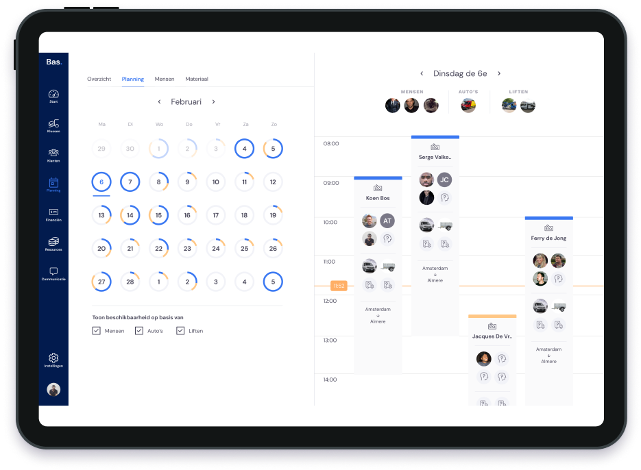 Bas Software - Bas scheduling