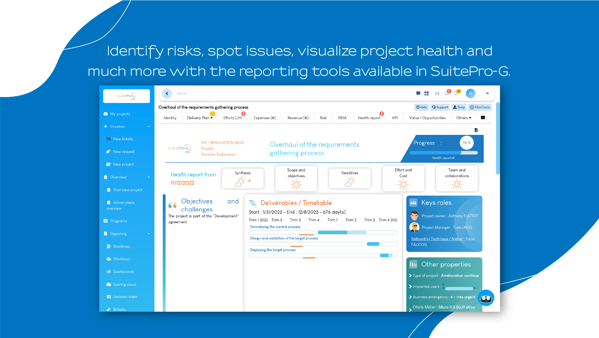 Many reporting tools available in SuitePro-G