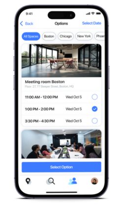 Room booking on the app is as easy as selecting a room int he interactive floor plan or using smart filters to find the perfect space. Integrations prevent multiple bookings and keeps everyone informed.