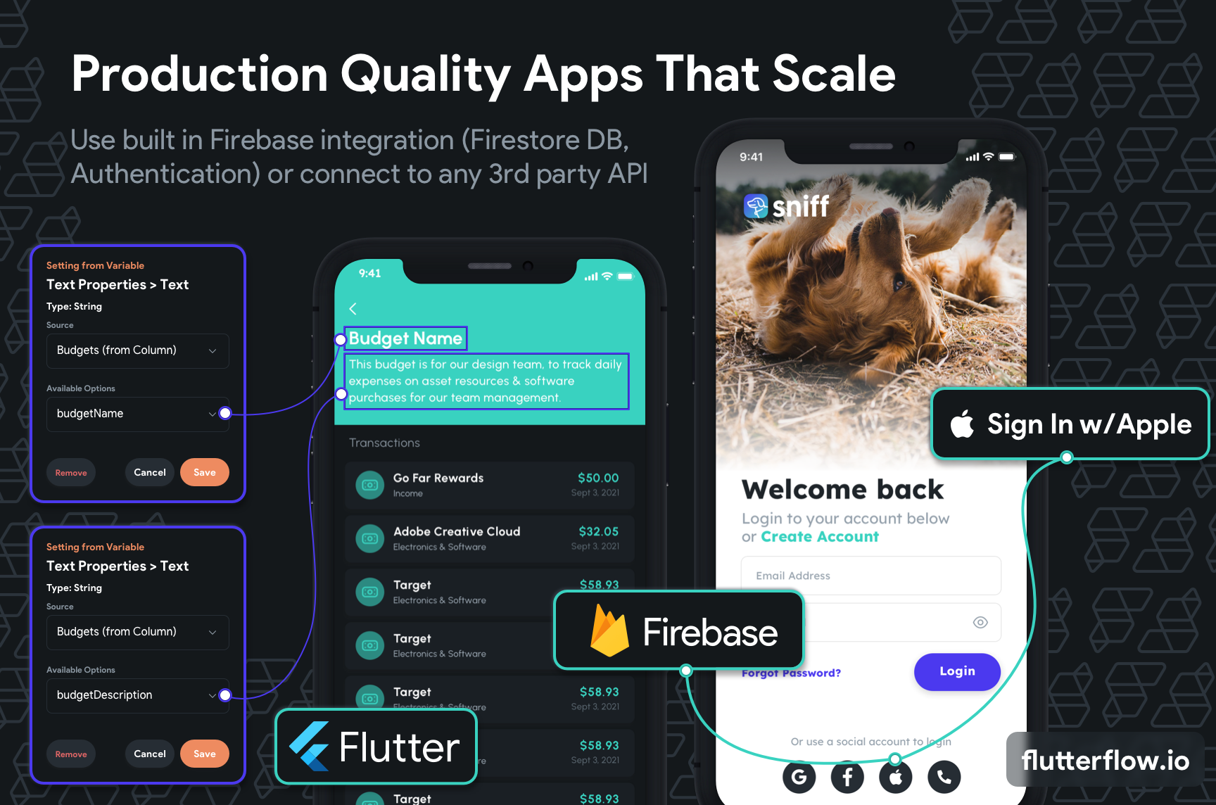 FlutterFlow Software - FlutterFlow Firebase and 3rd Party API integration for production quality apps that scale.