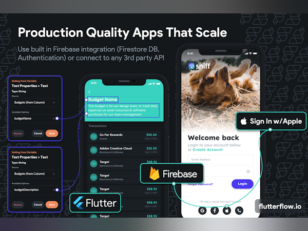 FlutterFlow Software - FlutterFlow Firebase and 3rd Party API integration for production quality apps that scale.