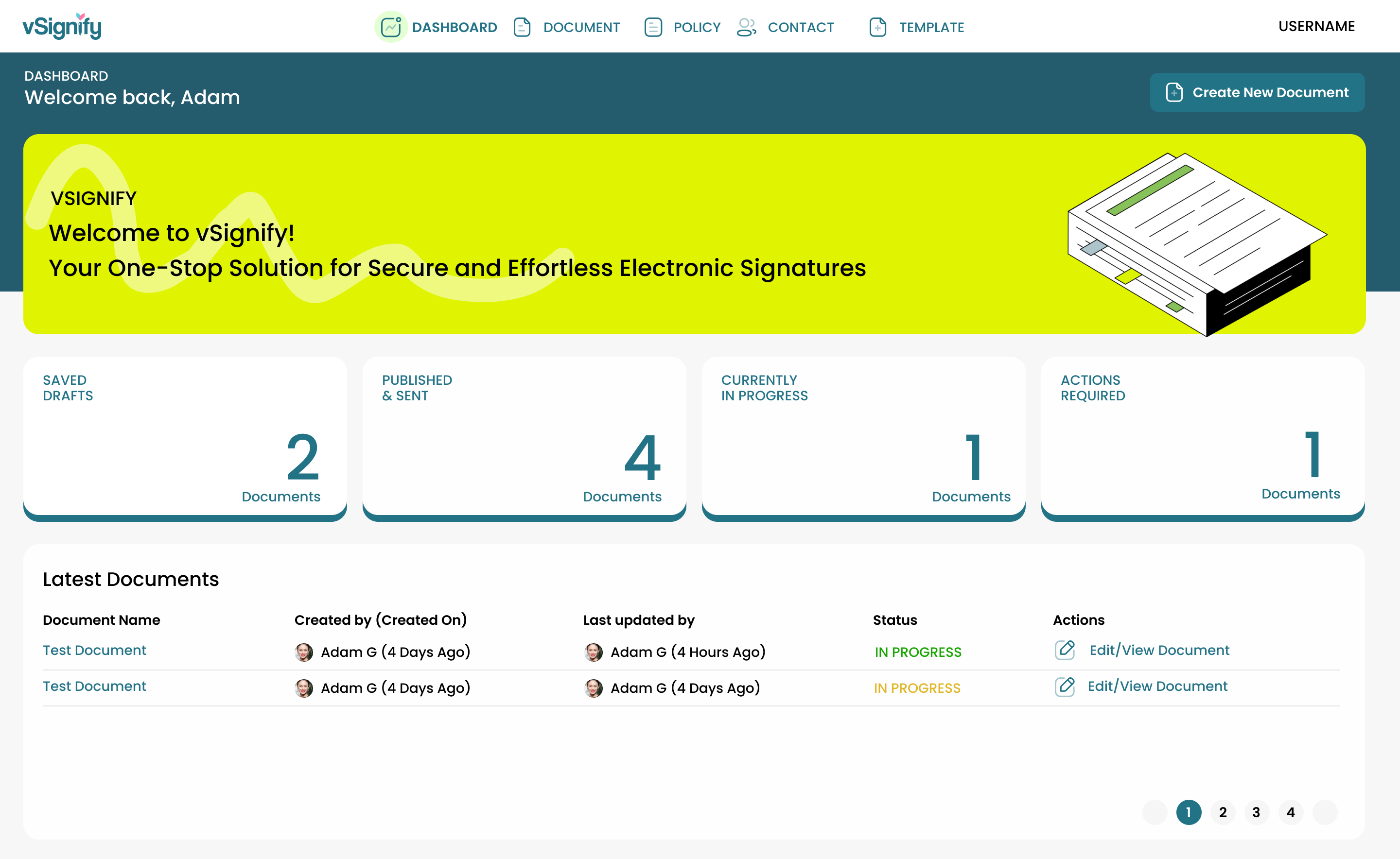 vSignify screenshot: vSignify dashboard