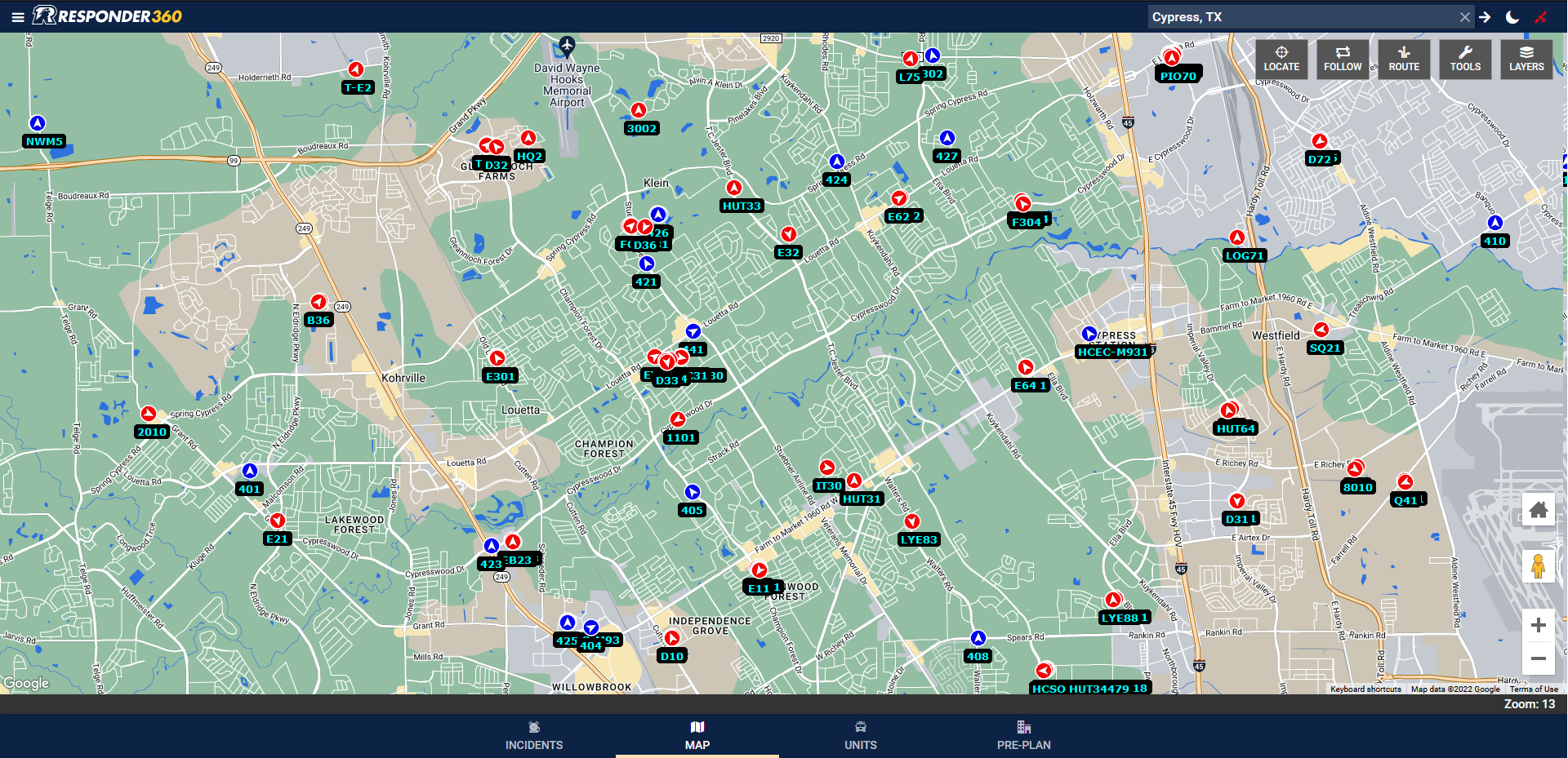 Responder360 Software - Multi-jurisdictional AVL mapping on a desktop computer