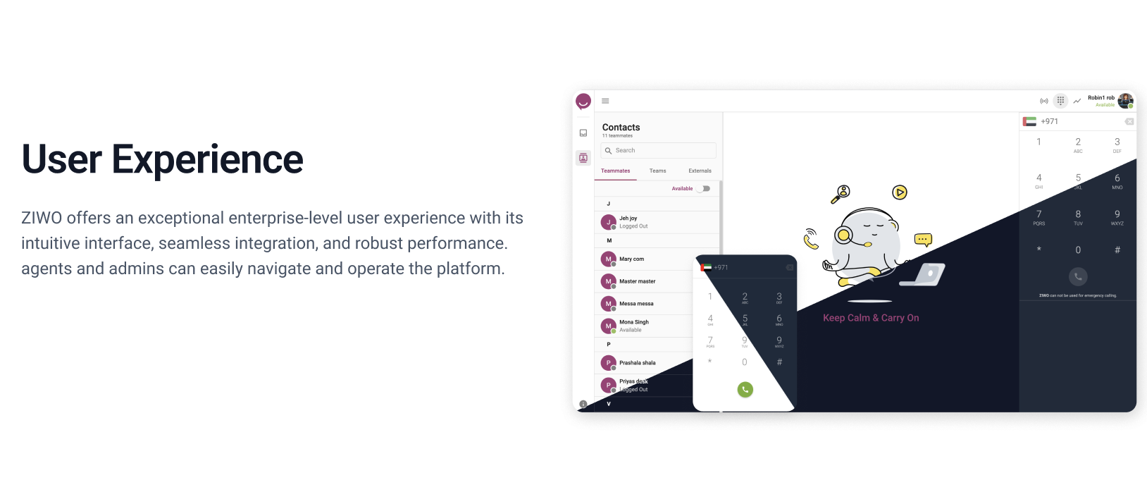 ZIWO Software - User Experience - Live Dashboard