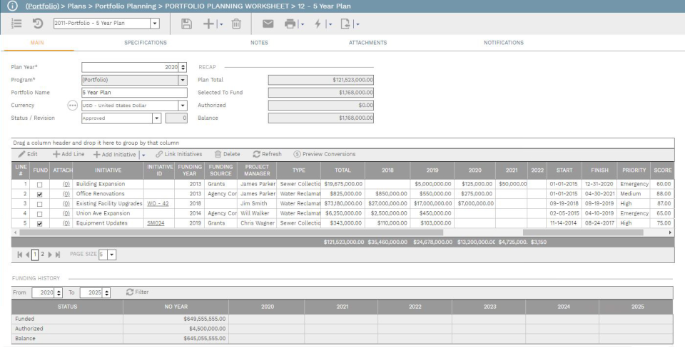 PMWeb Software - 5+ year planning