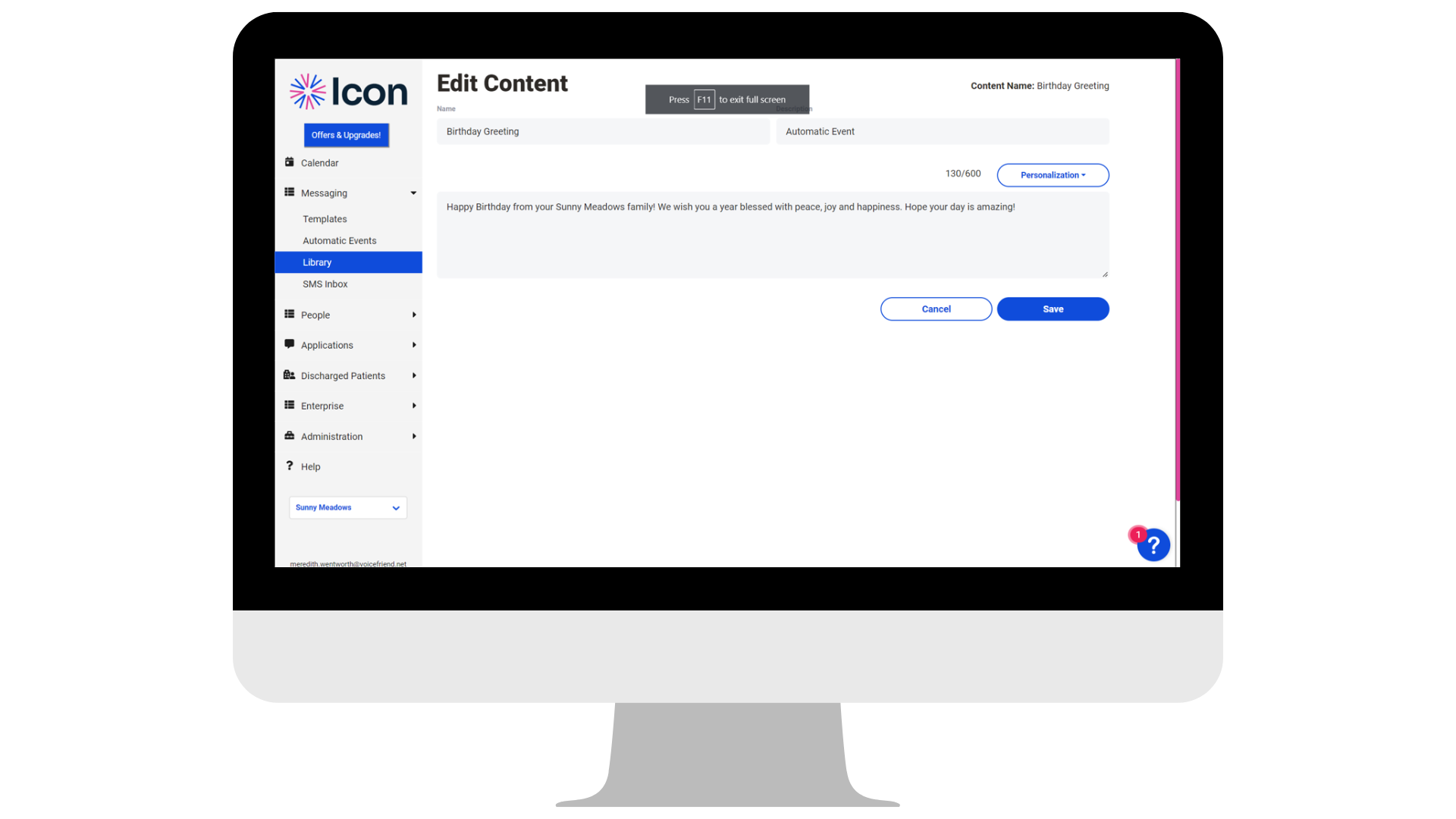 Icon Communication 360 Message Template