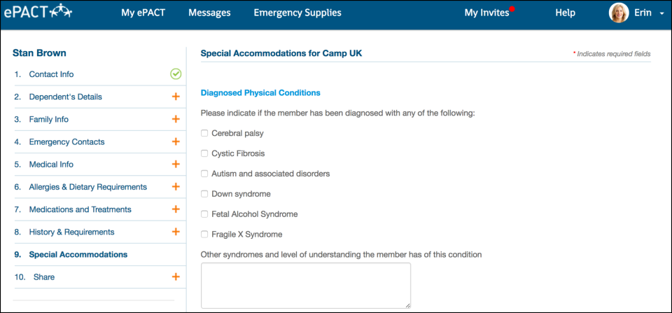 ePACT special accommodations