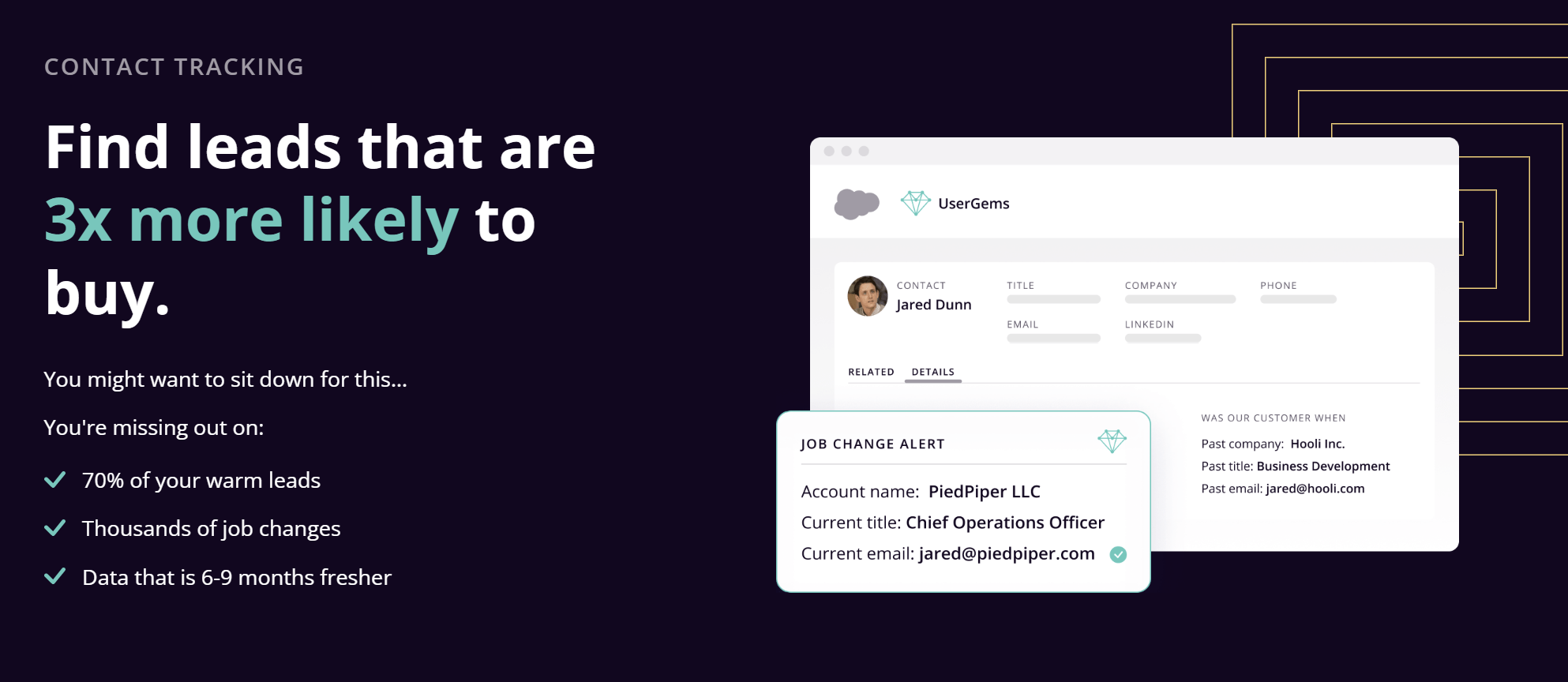 UserGems screenshot: Find leads that are 3x more likely to buy