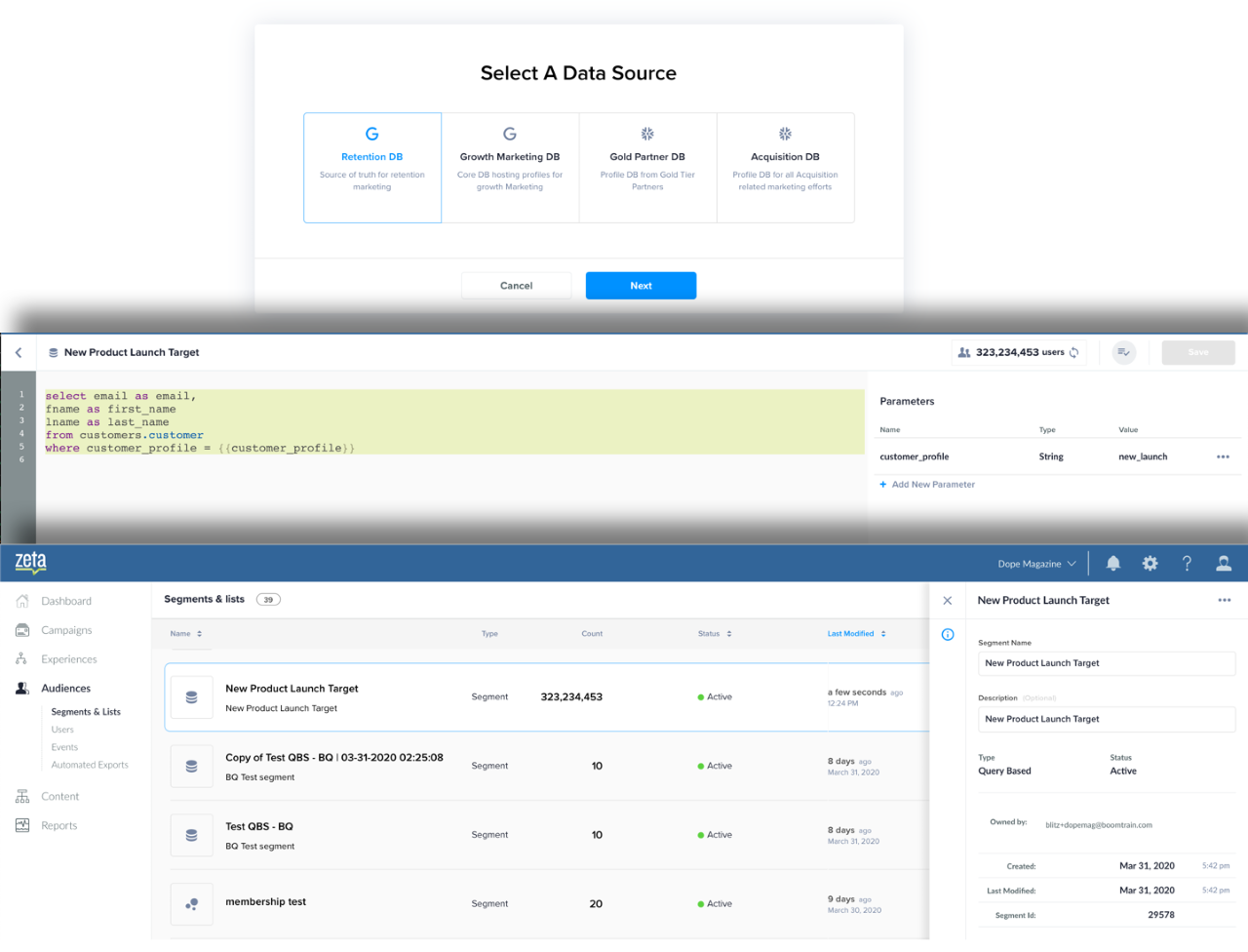 Zeta screenshot: Zeta’s top-rated data handling allows you to add, score, and use new data sources in seconds. Stream live segment updates from advanced integrations, and syndicate performance data in real-time.