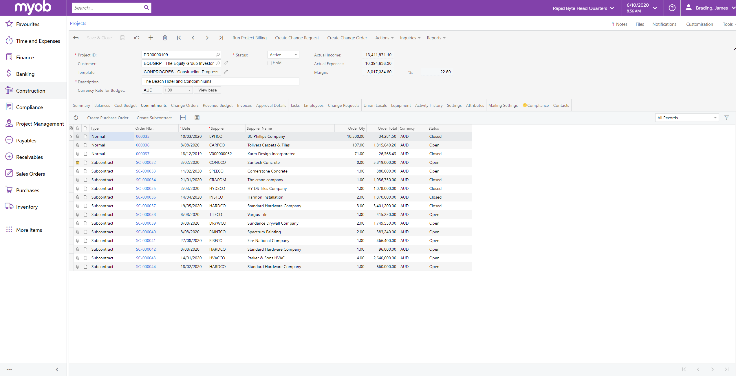 MYOB Advanced Construction Software - 4