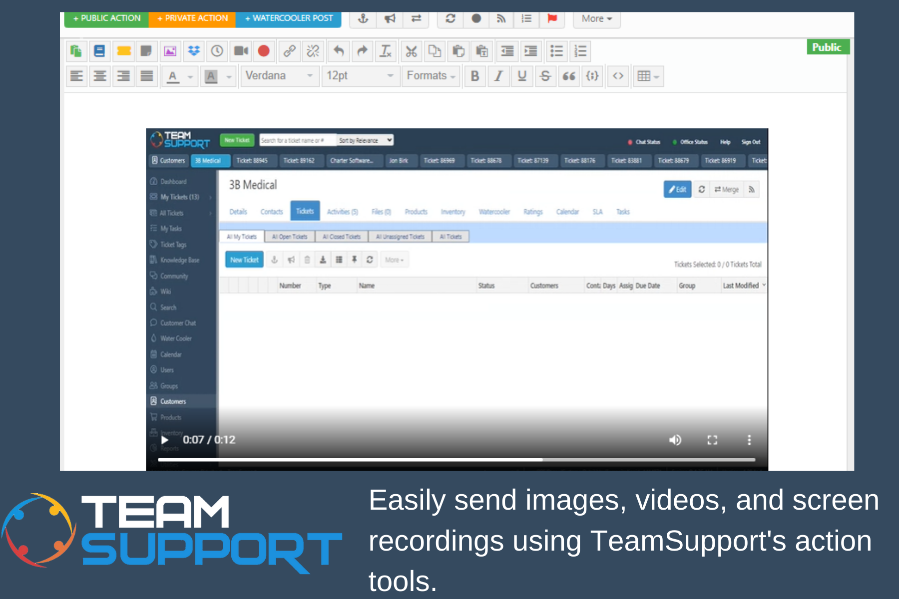 TeamSupport Software - Send video and screenshots in tickets!
