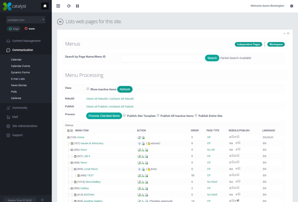 xCatalyst menu processing