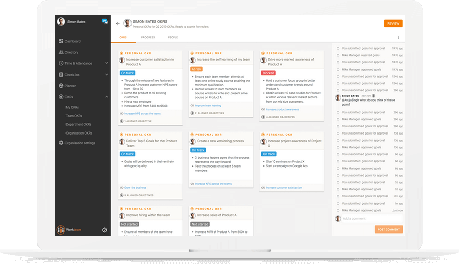Workteam OKR: project management