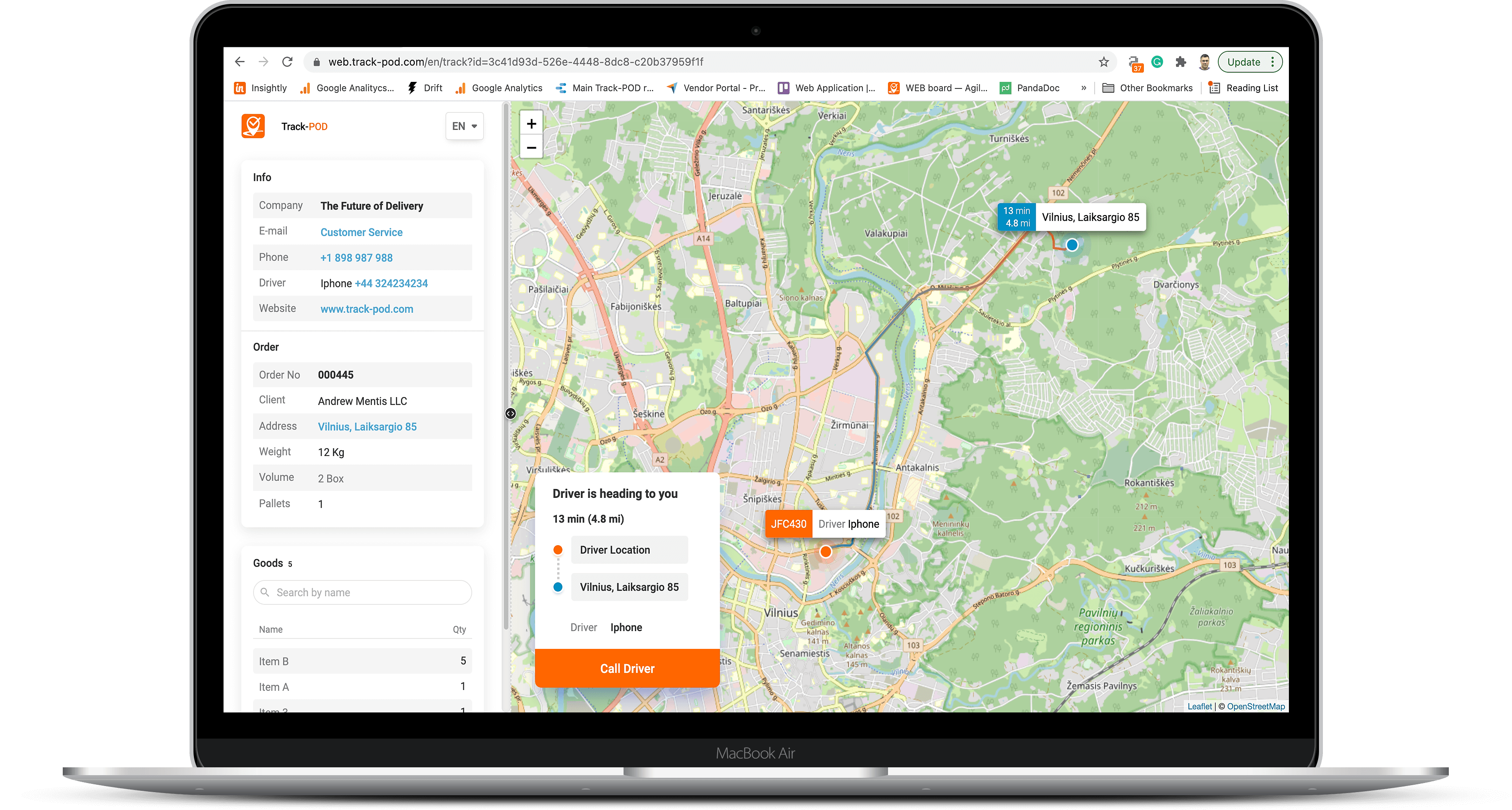 Track-POD Software - Live Tracking with ETA for your delivery